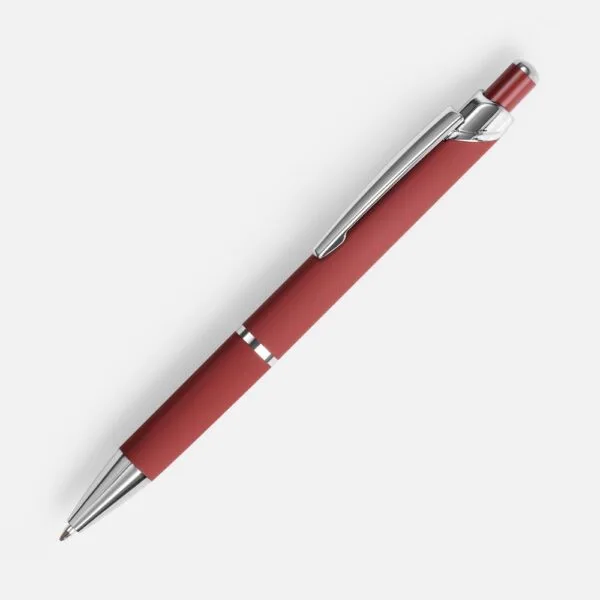 Ручка шариковая Chromos Soft Touch, красная с логотипом СПб - фото № 1