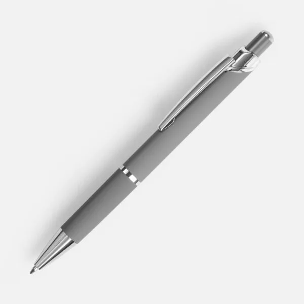 Ручка шариковая Chromos Soft Touch, серая с логотипом СПб - фото № 1