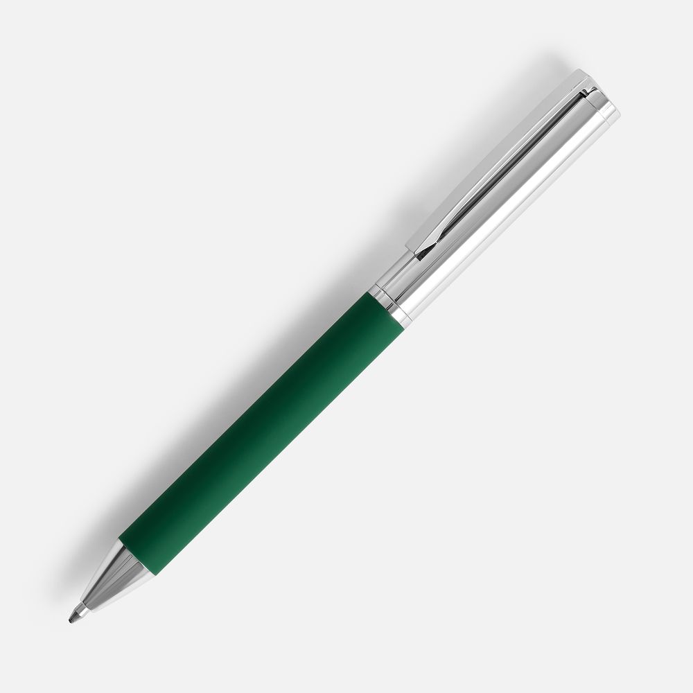 Ручка шариковая Eyeshot Soft Touch, темно-зеленая с логотипом СПб - фото № 1