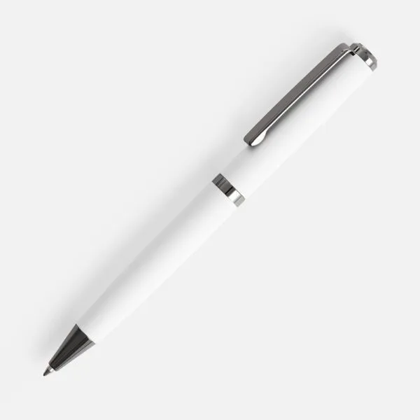 Ручка шариковая Inkish Gunmetal в футляре, белая с логотипом СПб - фото № 1