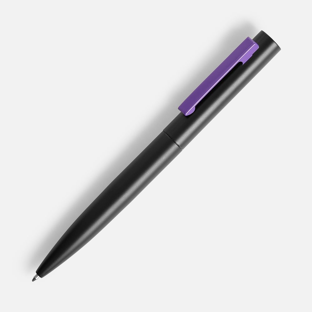 Ручка шариковая Inkolor, черная с фиолетовым с логотипом СПб - фото № 1