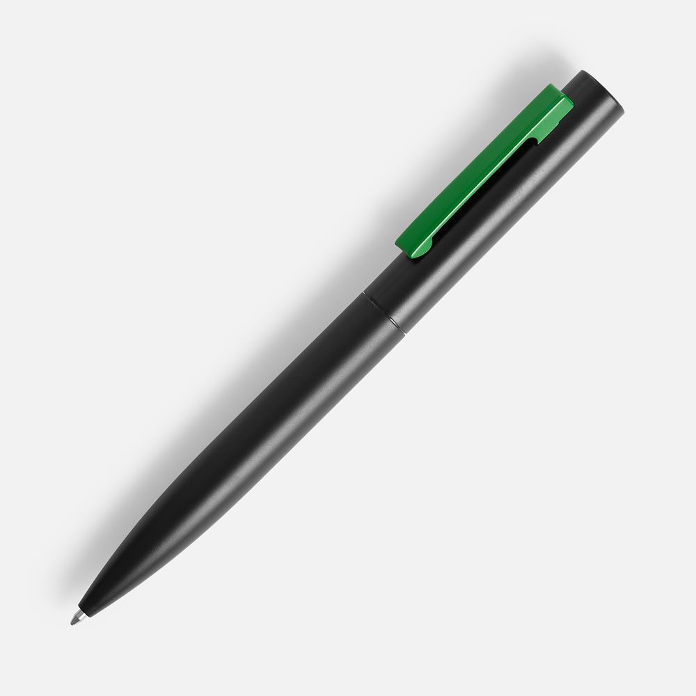 Ручка шариковая Inkolor, черная с зеленым с логотипом СПб - фото № 1