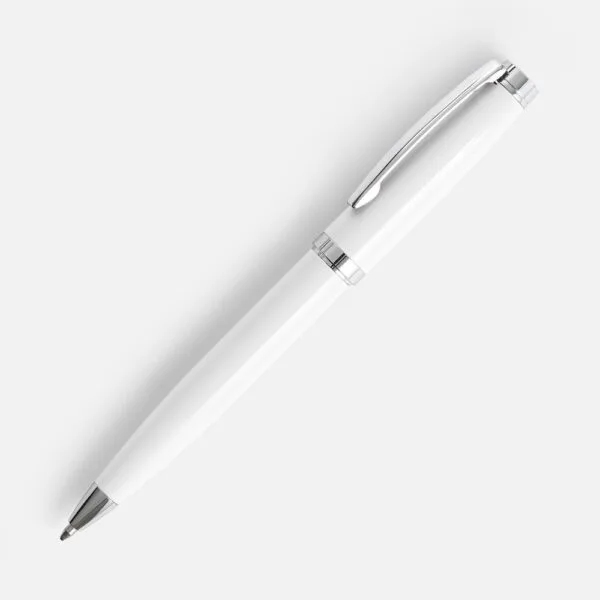 Ручка шариковая Letra Chrome, глянцевая, белая с логотипом СПб - фото № 1
