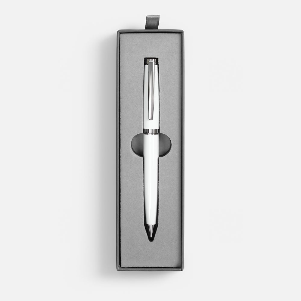 Ручка шариковая Letra Chrome в футляре, белая с логотипом СПб - фото № 2