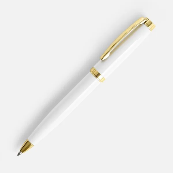 Ручка шариковая Letra Gold, глянцевая, белая с логотипом СПб - фото № 1
