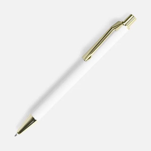 Ручка шариковая Lobby Soft Touch Gold, белая с логотипом СПб - фото № 1