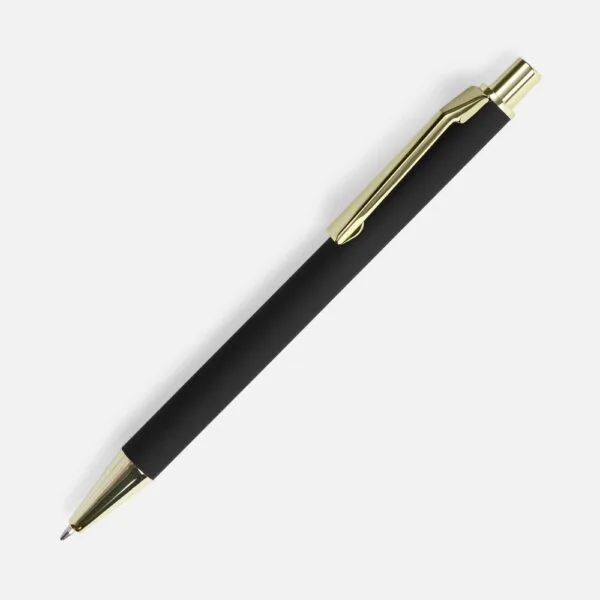 Ручка шариковая Lobby Soft Touch Gold, черная с логотипом СПб - фото № 1