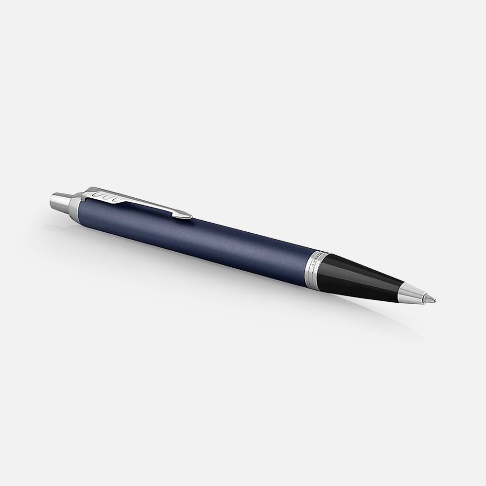 Ручка шариковая Parker IM Core Matte Blue CT, темно-синяя с черным с логотипом СПб - фото № 2