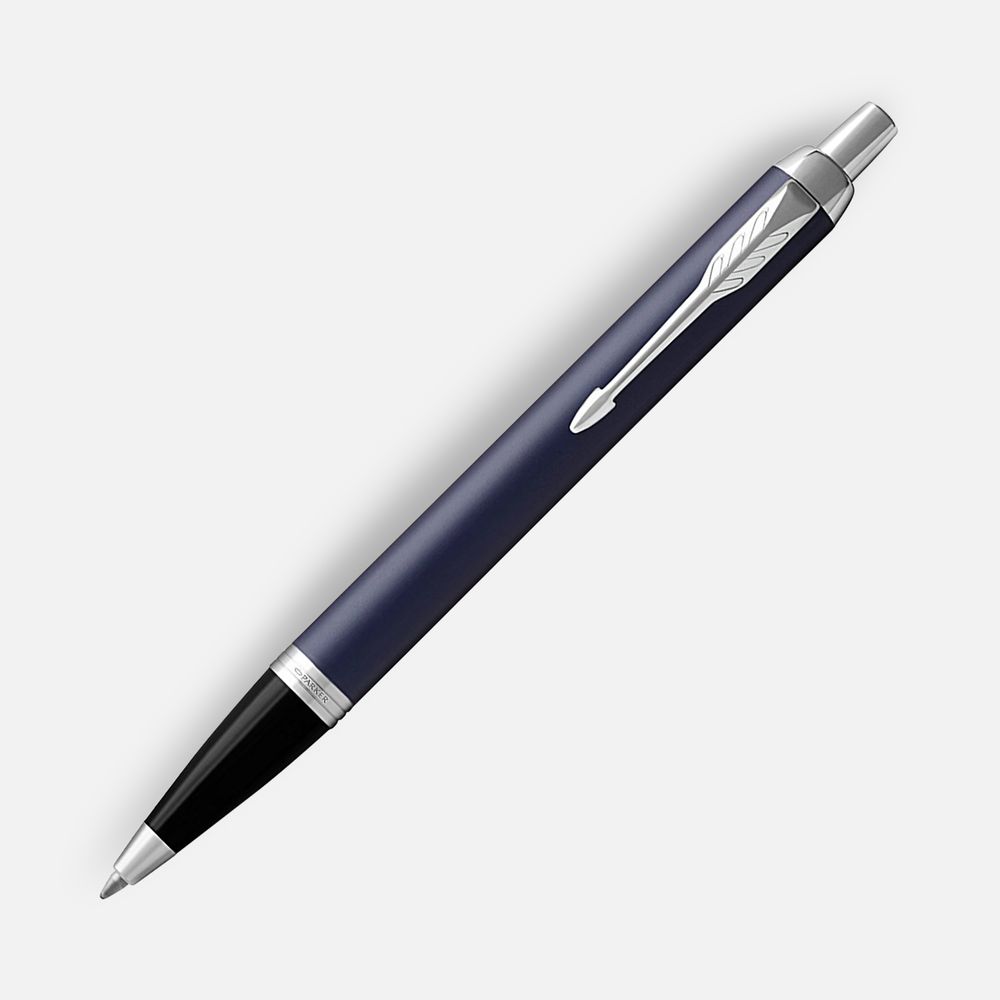 Ручка шариковая Parker IM Core Matte Blue CT, темно-синяя с черным с логотипом СПб - фото № 1