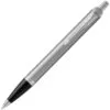Ручка шариковая Parker IM Essential Stainless Steel CT, серебристая с черным с логотипом СПб - фото № 2