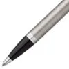 Ручка шариковая Parker IM Essential Stainless Steel CT, серебристая с черным с логотипом СПб - фото № 3