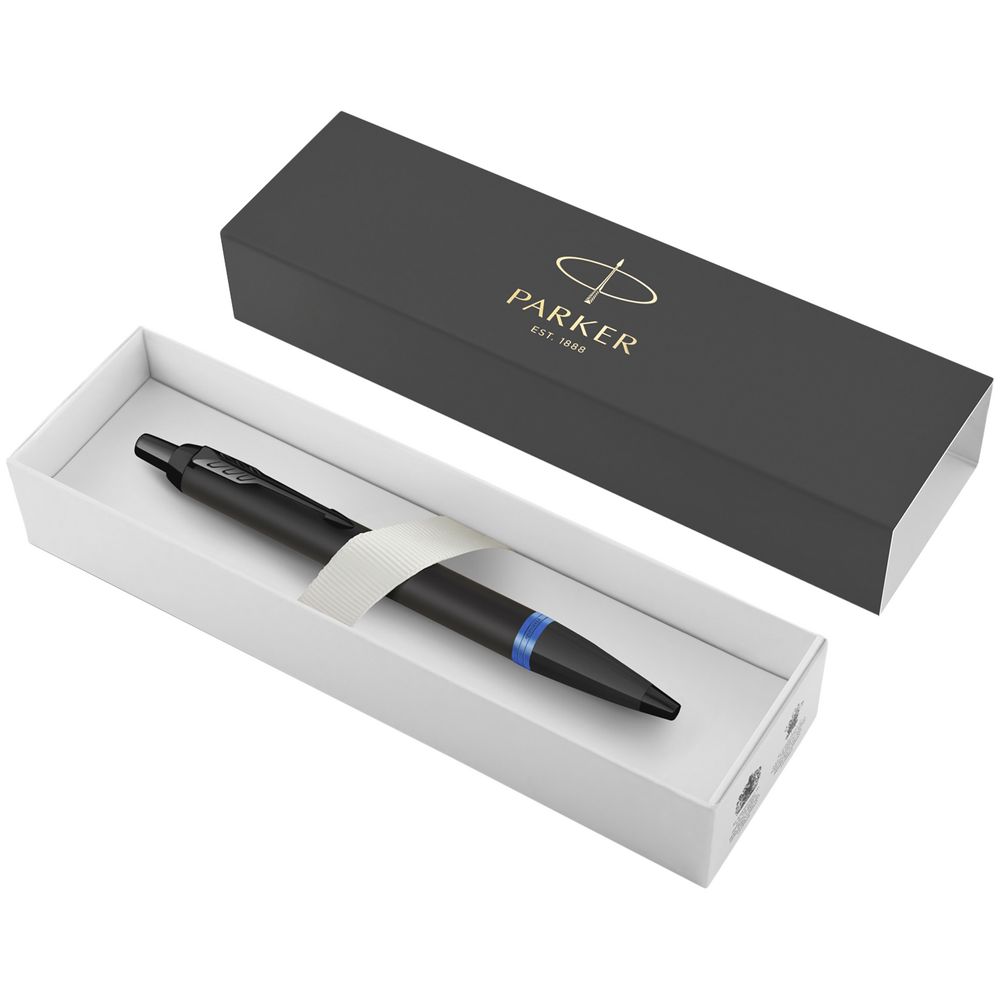 Ручка шариковая Parker IM Professionals Marine Blue BT, черная с синим с логотипом СПб - фото № 4
