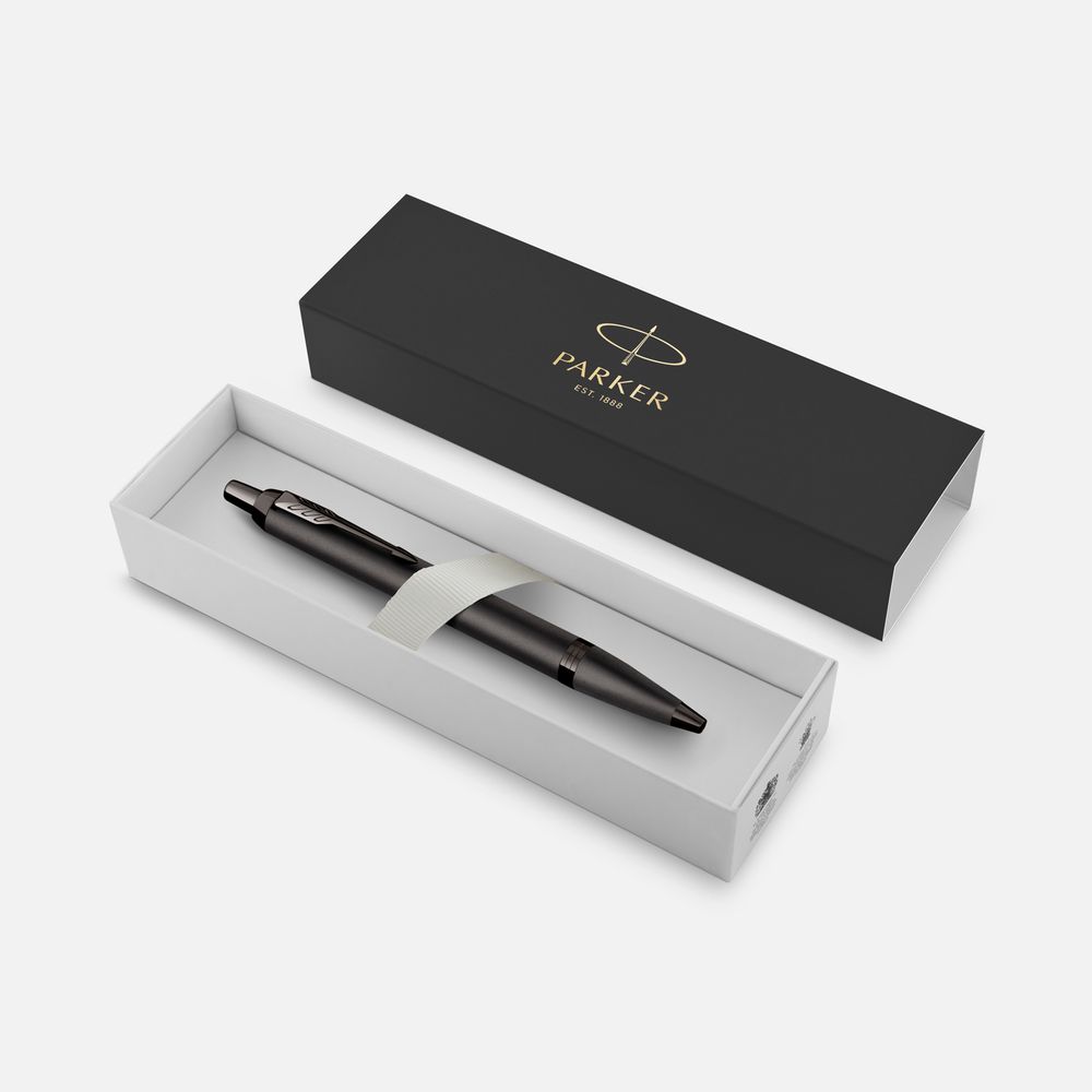 Ручка шариковая Parker IM Professionals Monochrome Titanium, темно-серая с логотипом СПб - фото № 2