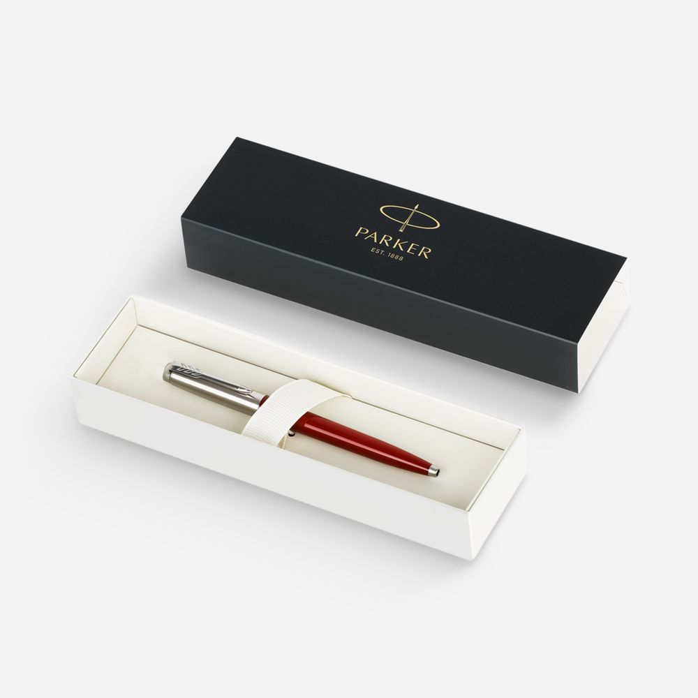 Ручка шариковая Parker Jotter Originals Red CT, красная с логотипом СПб - фото № 3