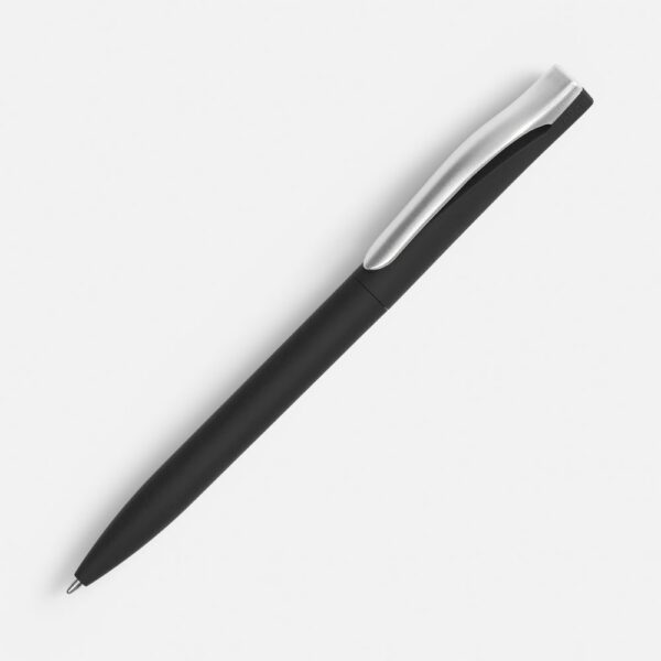 Ручка шариковая Pin Soft Touch, черная с логотипом СПб - фото № 1