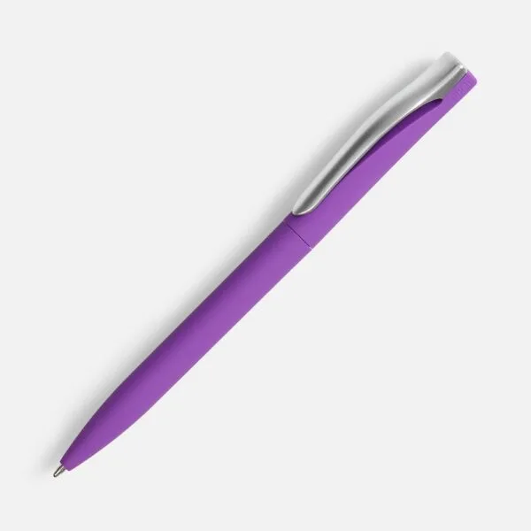 Ручка шариковая Pin Soft Touch, фиолетовая с логотипом СПб - фото № 1