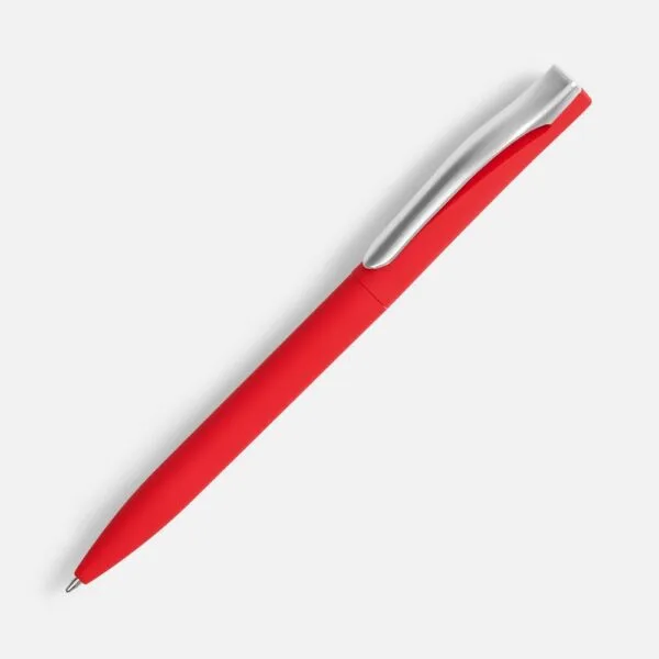 Ручка шариковая Pin Soft Touch, красная с логотипом СПб - фото № 1