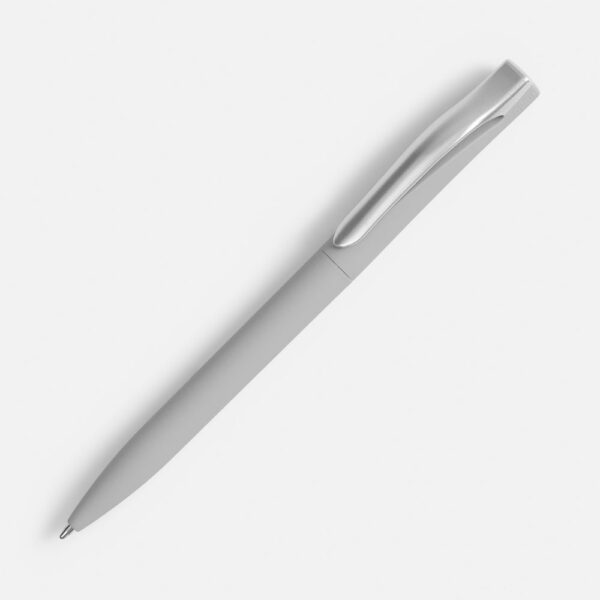 Ручка шариковая Pin Soft Touch, серая с логотипом СПб - фото № 1