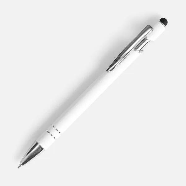 Ручка шариковая Pointer Soft Touch со стилусом, белая с логотипом СПб - фото № 1