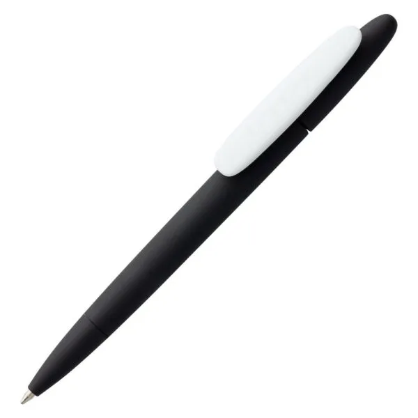 Ручка шариковая Prodir DS5 TRR-P Soft Touch, черная с белым с логотипом СПб - фото № 1