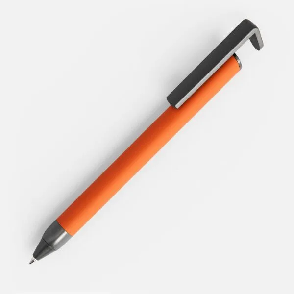 Ручка шариковая Standic с подставкой для телефона, оранжевая с логотипом СПб - фото № 1