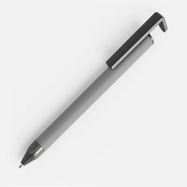 Ручка шариковая Standic с подставкой для телефона, серая с логотипом СПб - фото № 1