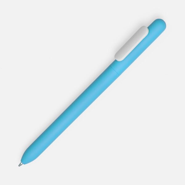 Ручка шариковая Swiper Soft Touch, голубая с белым с логотипом СПб - фото № 1