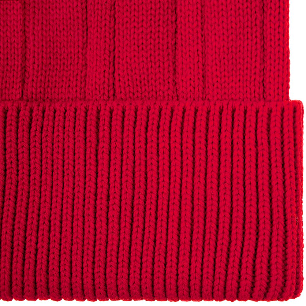 Шапка Knit Beat, красная с логотипом СПб - фото № 3