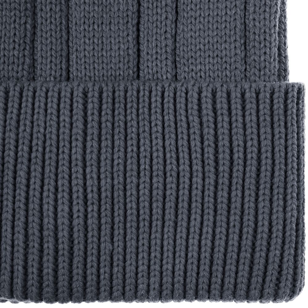 Шапка Knit Beat, серая (графит) с логотипом СПб - фото № 3