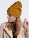 Шапка Real Talk, горчичная с логотипом СПб - фото № 4