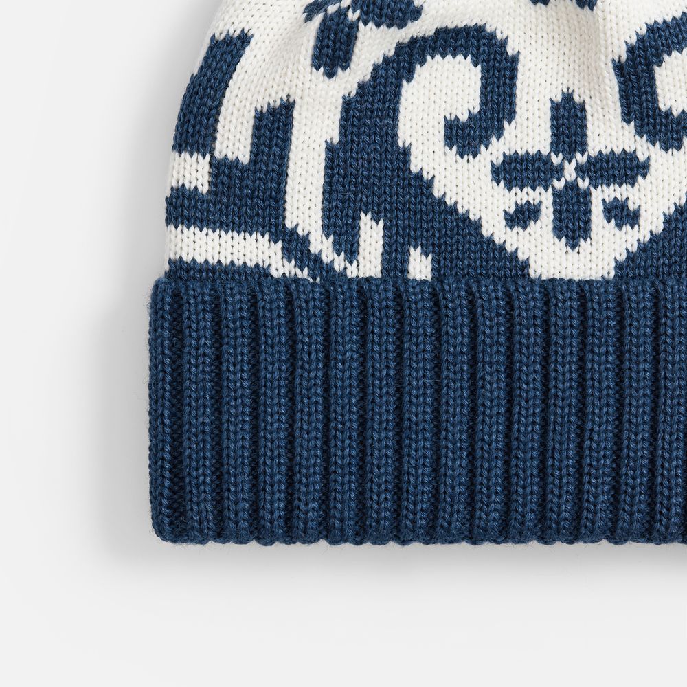 Шапка Wintertude, синяя с белым с логотипом СПб - фото № 2