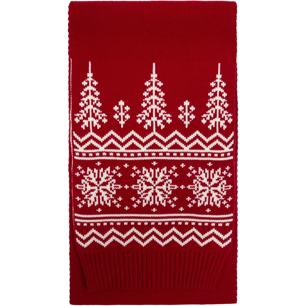 Шарф Elnik, красный с молочно-белым с логотипом СПб - фото № 1