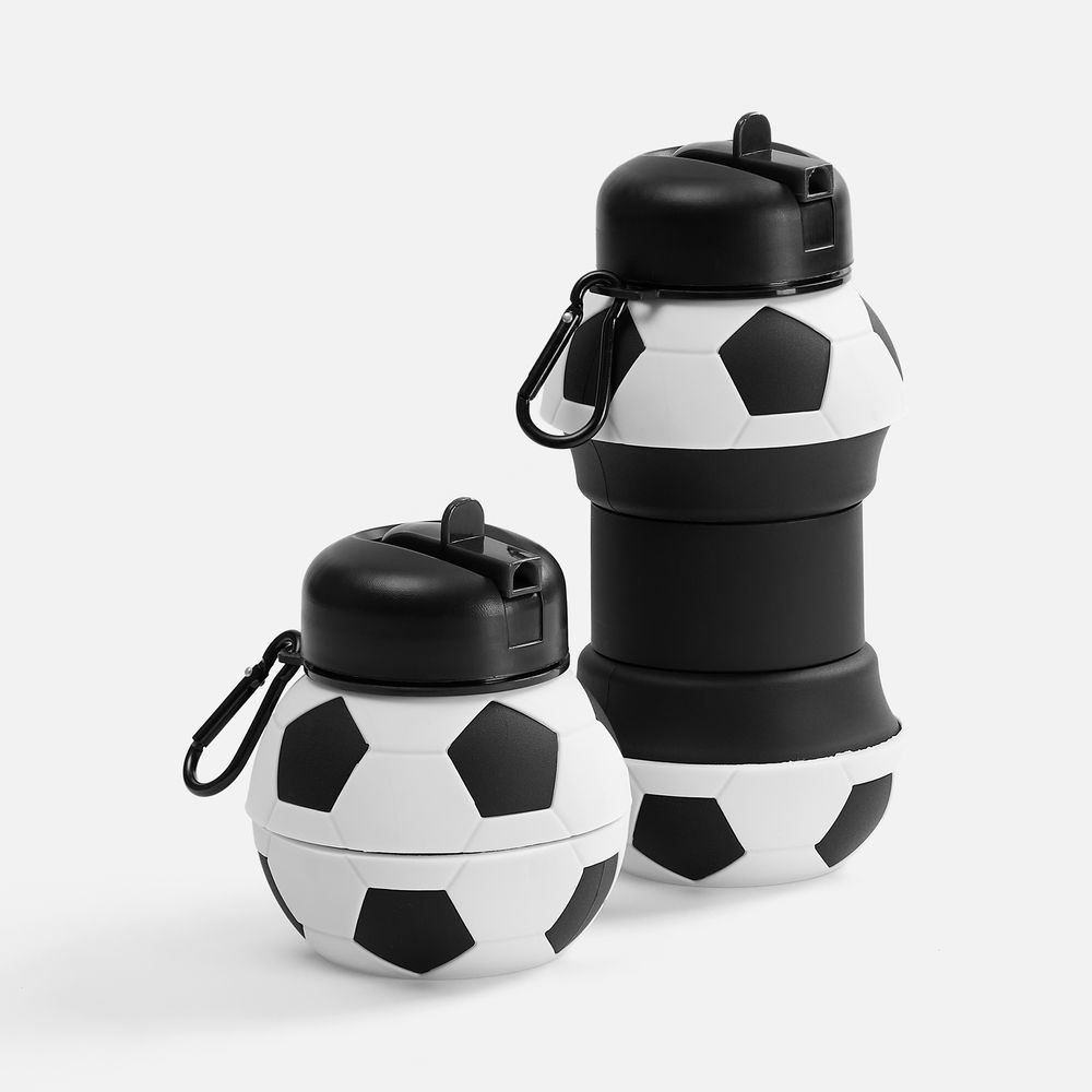 Складная бутылка для воды Football Flex, белая с черным с логотипом СПб - фото № 1