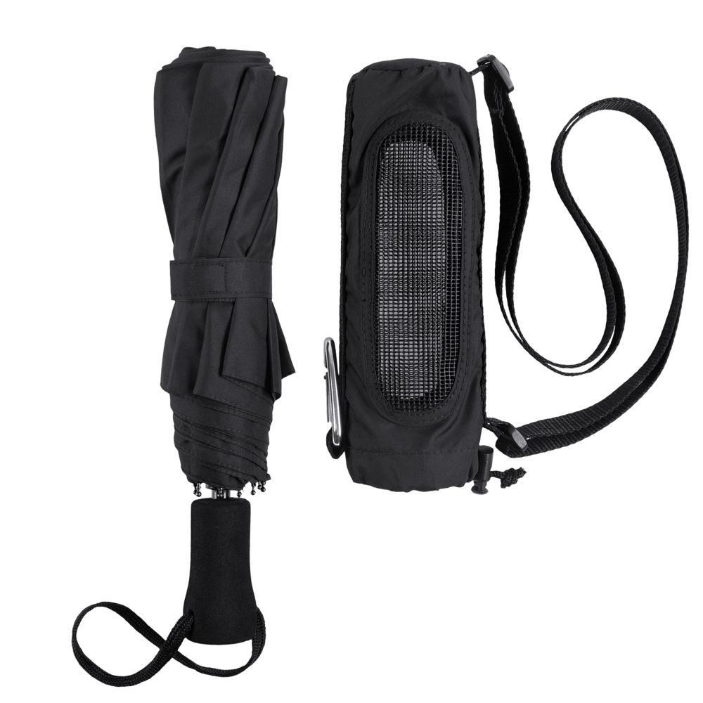 Складной зонт Hogg Trek, черный с логотипом СПб - фото № 6