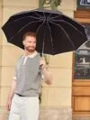 Складной зонт наоборот Savelight со светоотражающим кантом с логотипом СПб - фото № 4