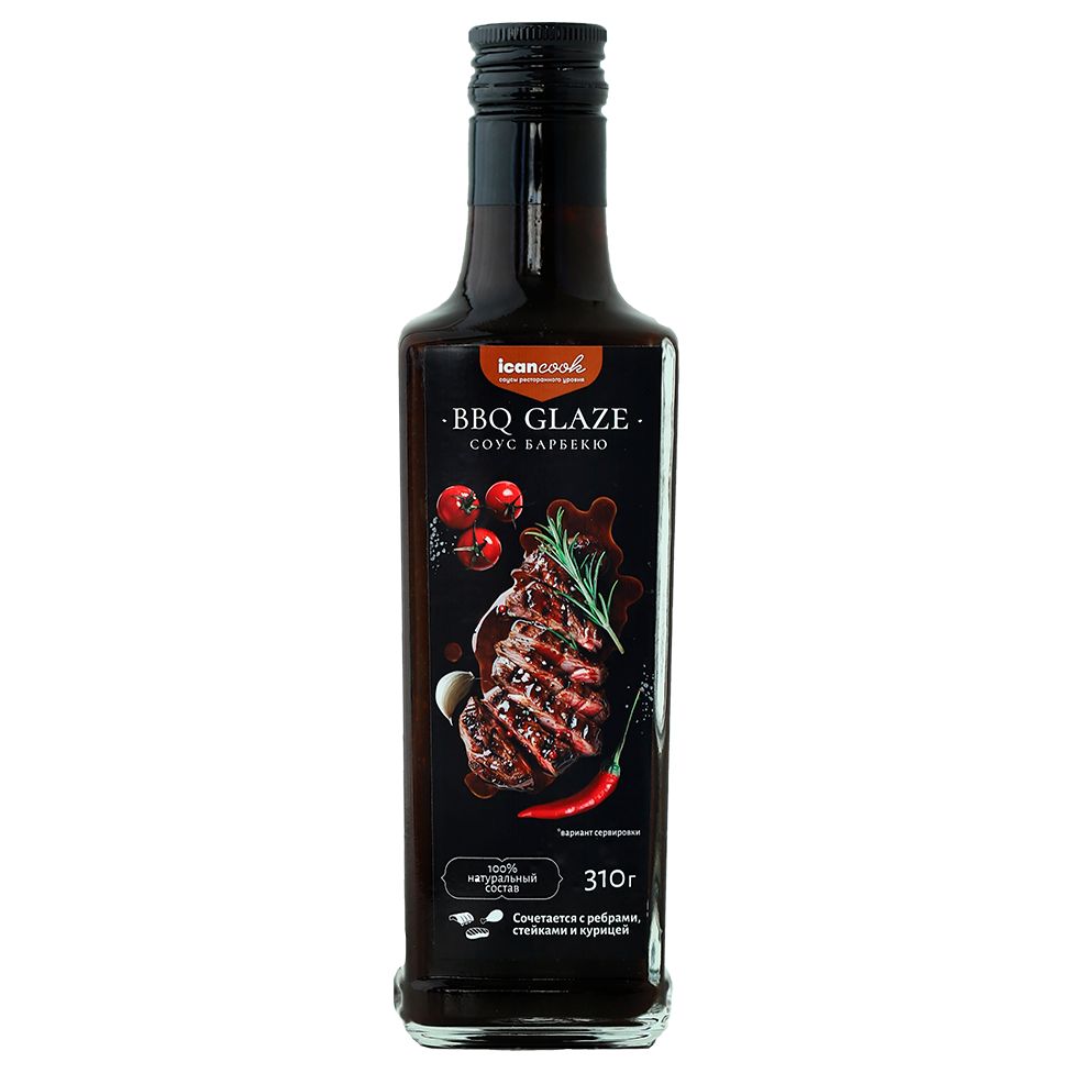 Соус Icancook в бутылке, барбекю глейз с логотипом СПб - фото № 1