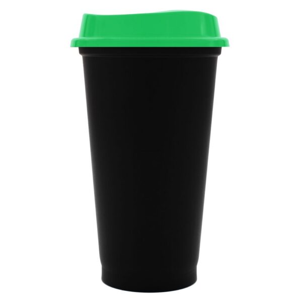 Стакан с крышкой Color Cap Black, черный с зеленым с логотипом СПб - фото № 1