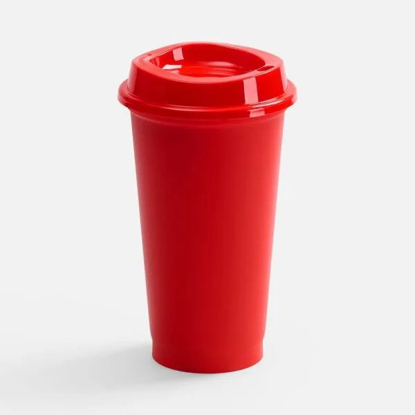 Стакан с крышкой Color Cap, ver.2, красный с логотипом СПб - фото № 1