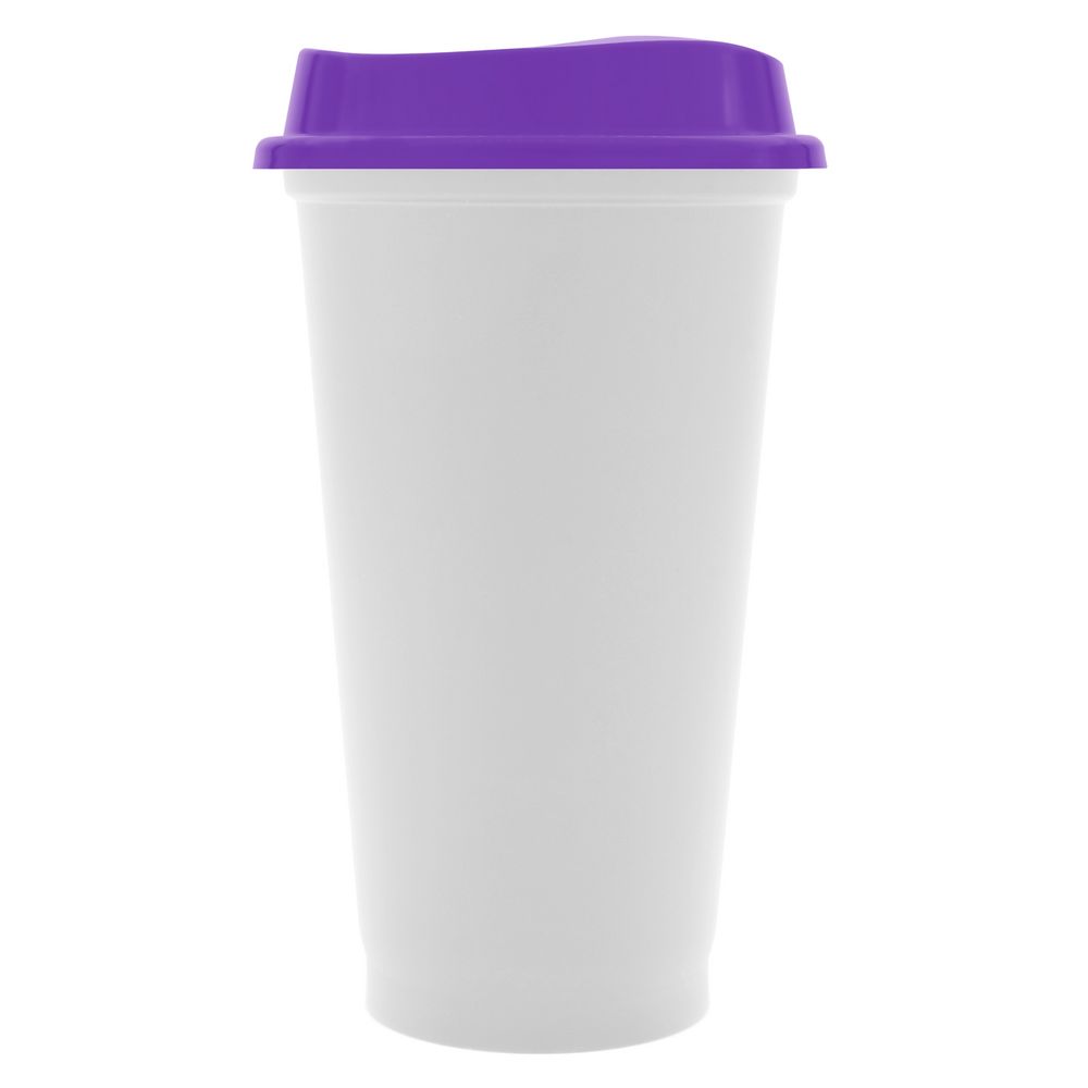 Стакан с крышкой Color Cap White, белый с фиолетовым с логотипом СПб - фото № 1