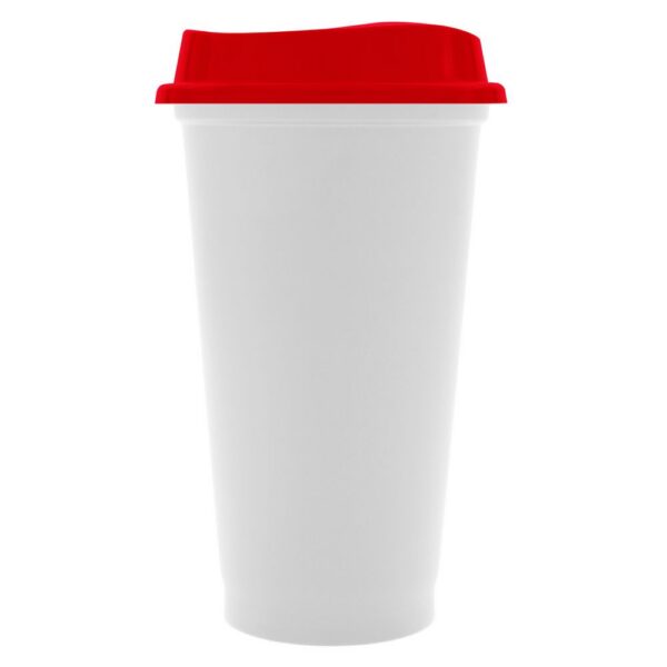 Стакан с крышкой Color Cap White, белый с красным с логотипом СПб - фото № 1