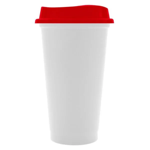 Стакан с крышкой Color Cap White, белый с красным с логотипом СПб - фото № 1