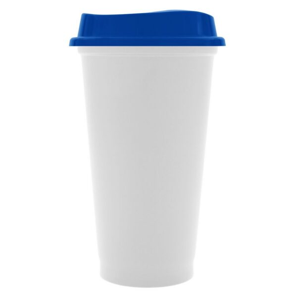 Стакан с крышкой Color Cap White, белый с синим с логотипом СПб - фото № 1