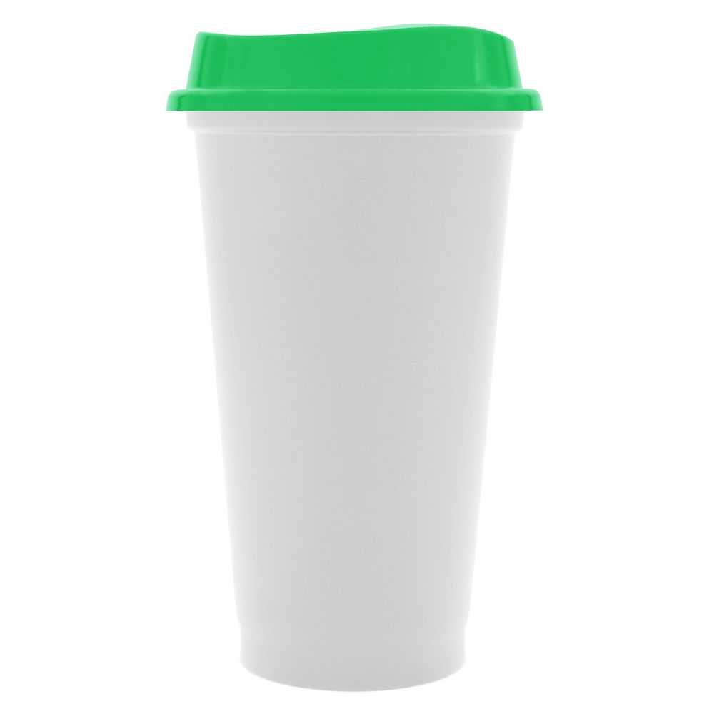 Стакан с крышкой Color Cap White, белый с зеленым с логотипом СПб - фото № 1