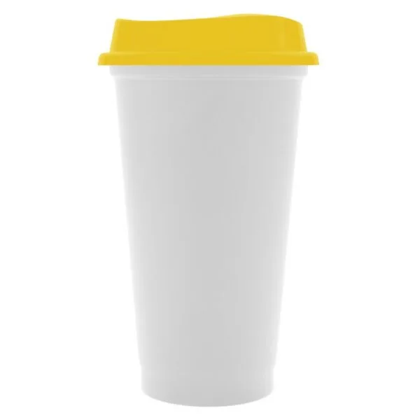 Стакан с крышкой Color Cap White, белый с желтым с логотипом СПб - фото № 1