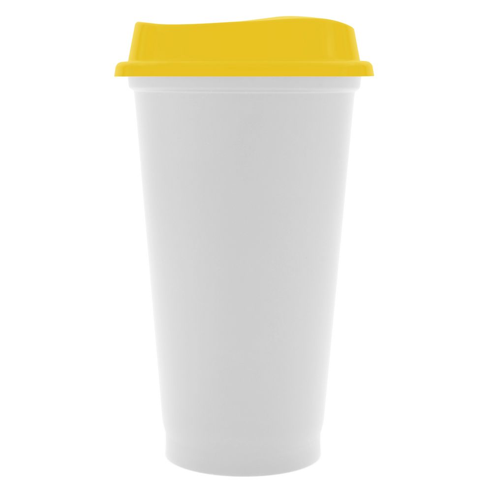 Стакан с крышкой Color Cap White, белый с желтым с логотипом СПб - фото № 1