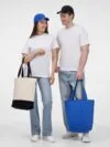Сумка для покупок на молнии Shopaholic Zip, синяя с логотипом СПб - фото № 5
