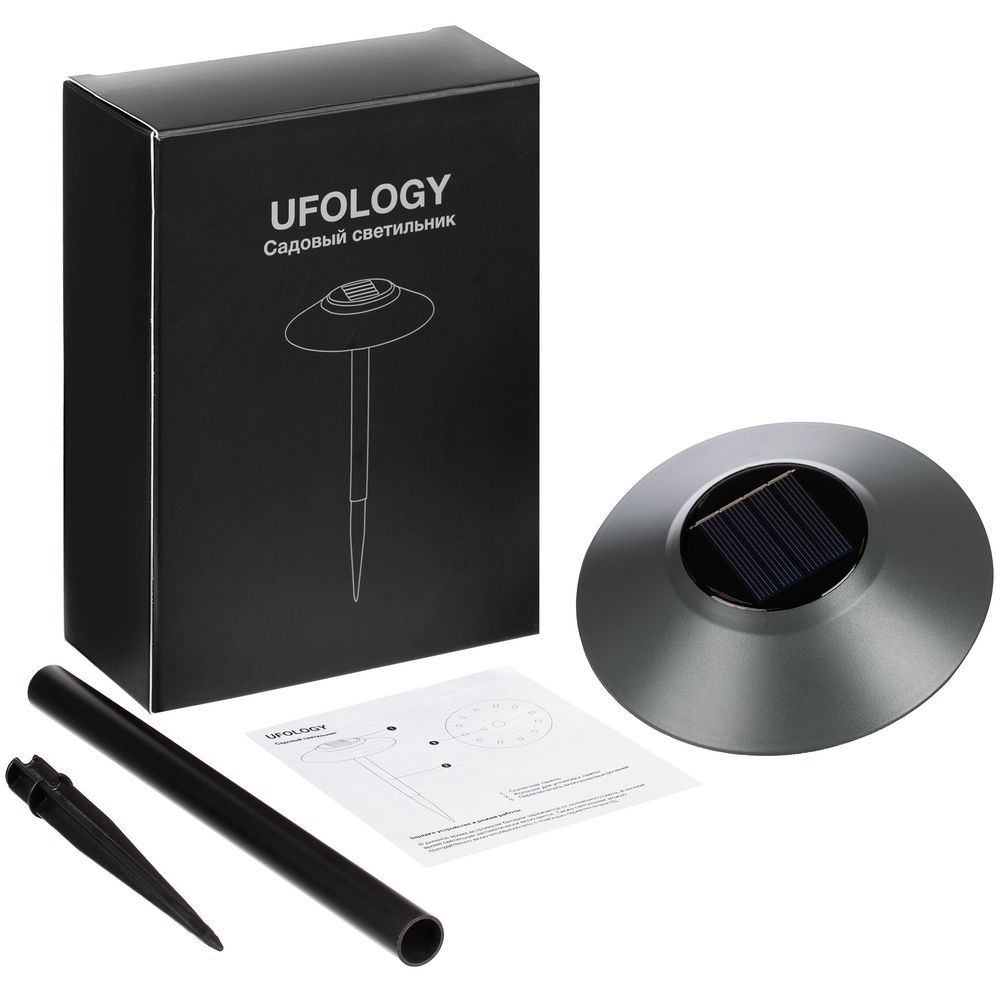 Светильник на солнечной батарее Ufology, темно-серый (графит) с логотипом СПб - фото № 6