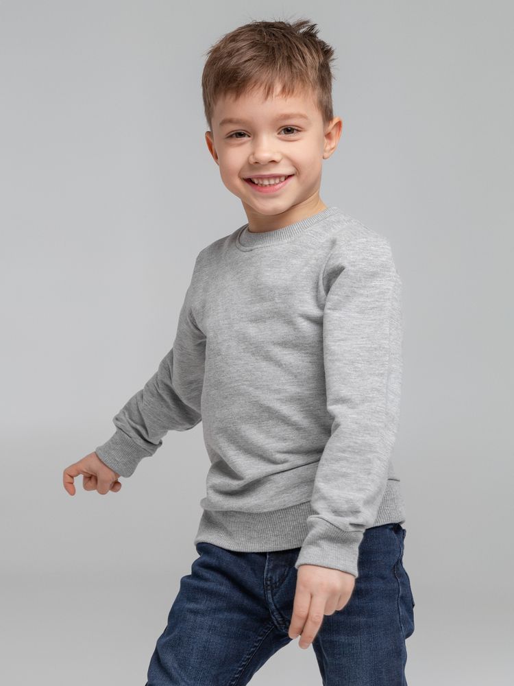 Свитшот детский Toima Kids 2.0, серый меланж с логотипом СПб - фото № 5