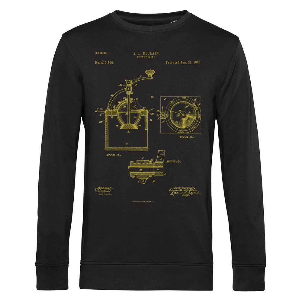 Свитшот Old Patents. Coffee Mill, черный с логотипом СПб - фото № 2