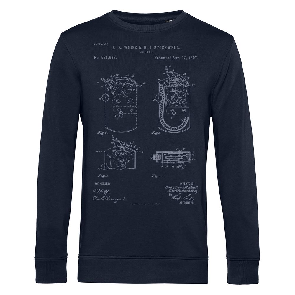 Свитшот Old Patents. Lighter, темно-синий с логотипом СПб - фото № 2